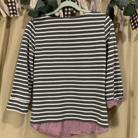 Market & Spruce Striped Boatneck Sweater | Faux Layered Look | size S - Picture 8 of 8